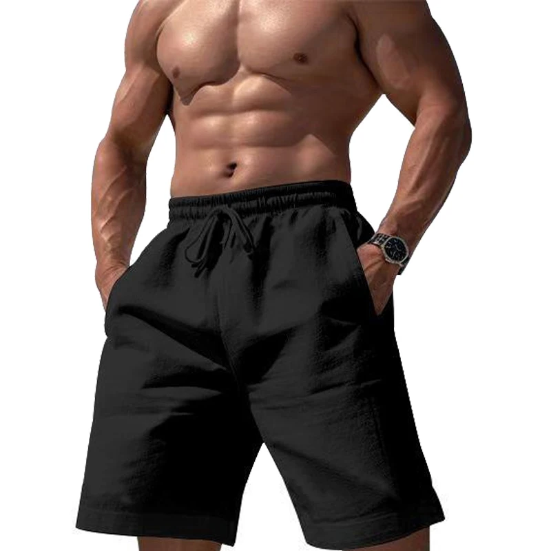 Neue Sommer Herren Leinen Sport hose elastische Taille Baumwolle und einfarbige Mode lose Hosen