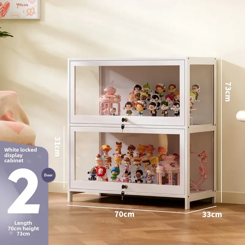 Figure Cabinet Transparent Lego Display Cabinet with Lock Household Blind Box Ornament Accessories Millet Storage Secondary