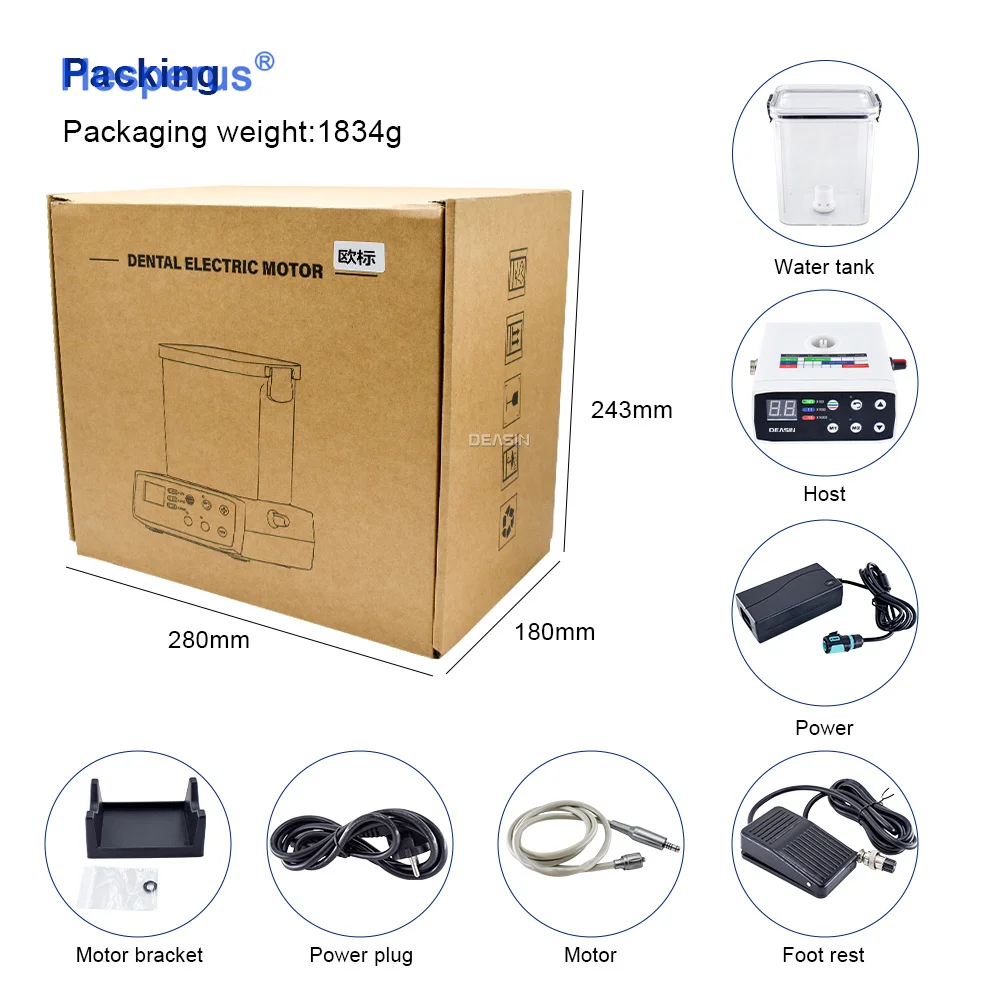 Den tal Motore elettrico con manipoli in fibra ottica a LED ad acqua esterna Motore elettrico senza spazzole Den Tal Motore per la pratica degli studenti