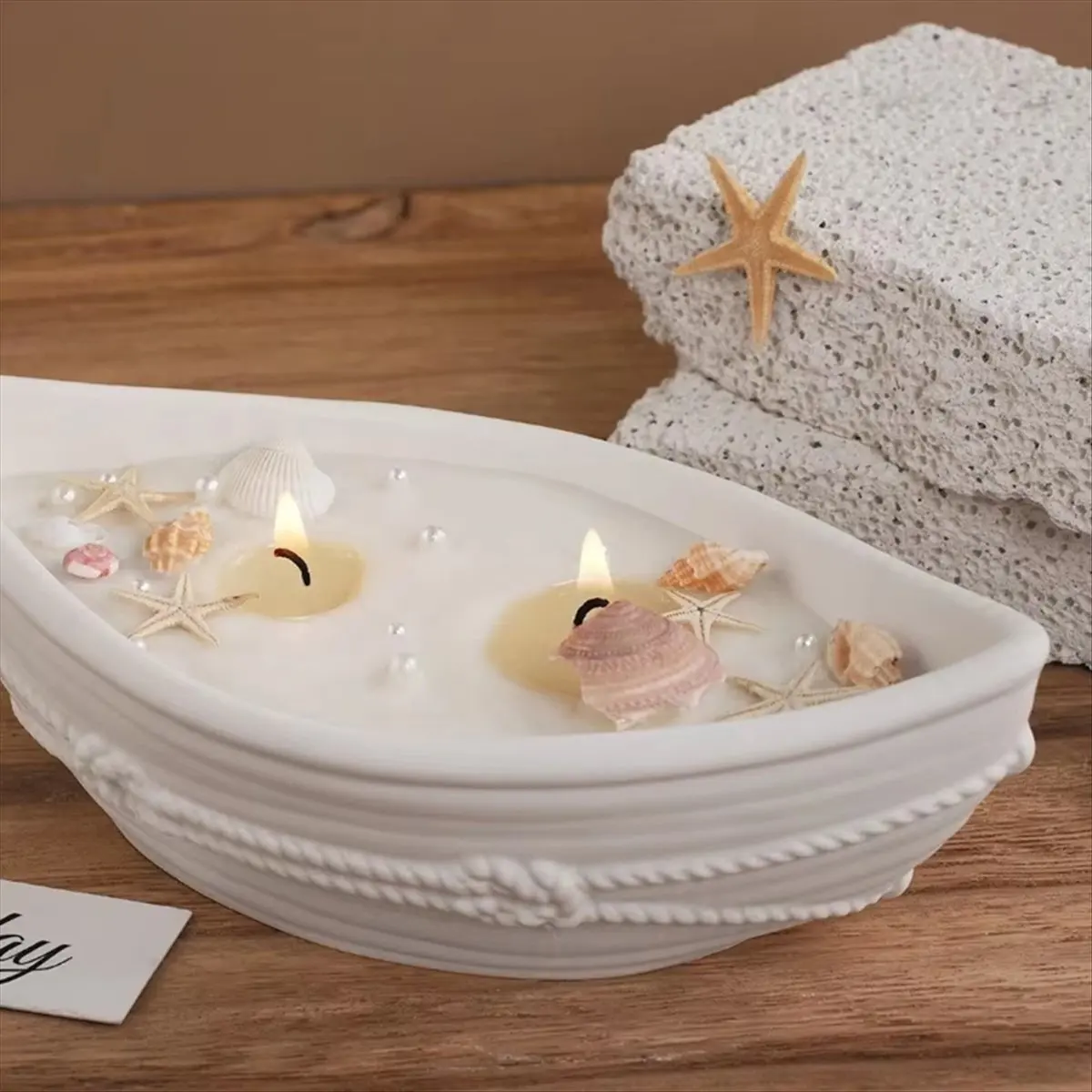 TOP RATED~Candle Vessel Silicone Mold Oval Bowl Candle Boat Jar Molds Rope Pattern Epoxy Resin Storage Tray Plaster Mould