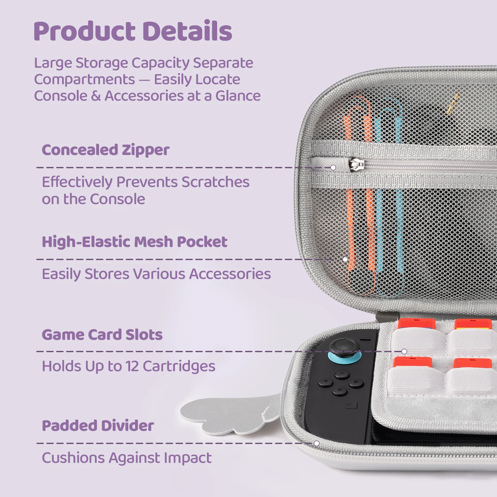 GeekShare Portable Carrying Case Compatible with Switch 2 Travel Case Hard Storage Bag with 12 Game Card Slots, Angel & Devil