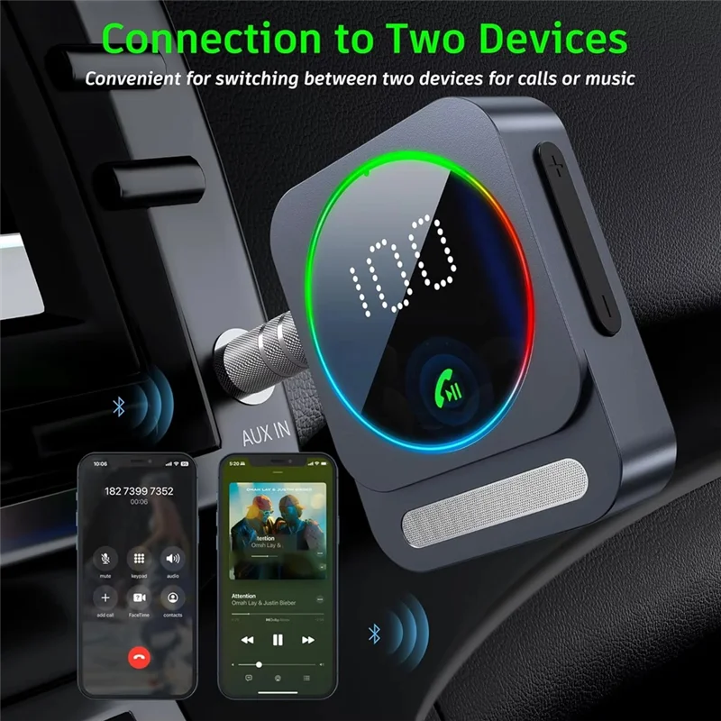 ABMF-Bluetooth 5.3 Receiver AUX Audio Adapter Car Home Stereo Headphones Wireless Output 3.5Mm One To Two Music Handsfree