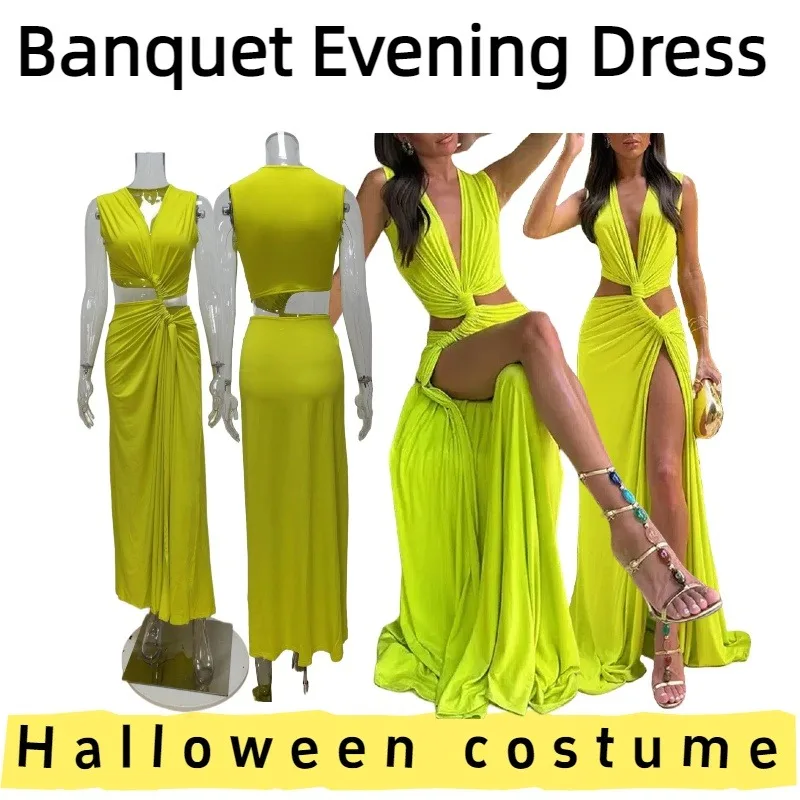 

European American Women's V Neck Sleeveless Asymmetrical Hem Dress for Daily Wear Casual Outings Parties and Themed Gatherings