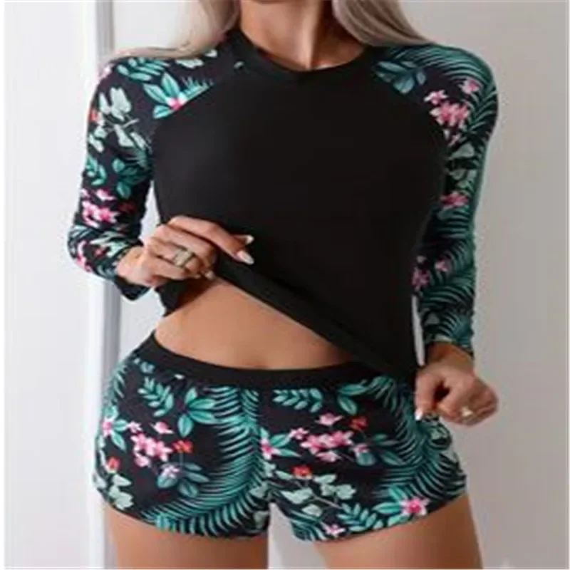 

Female Swimsuit With Long Sleeves Swimwear Sports Surfing Tankini Set Beachwear Two-Piece Bathing Suits Pool Women Swimming Suit