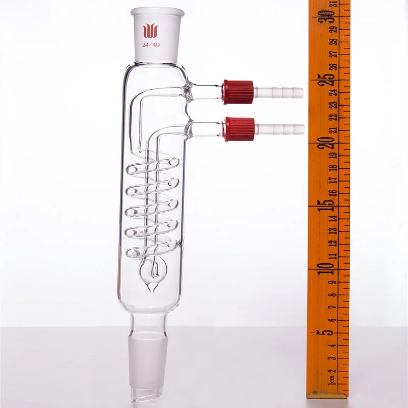 SYNTHWARE High capacity reflux condenser, φ 8mm detachable small nozzle, Effective length 125mm-200mm, Borosilicate glass, C53