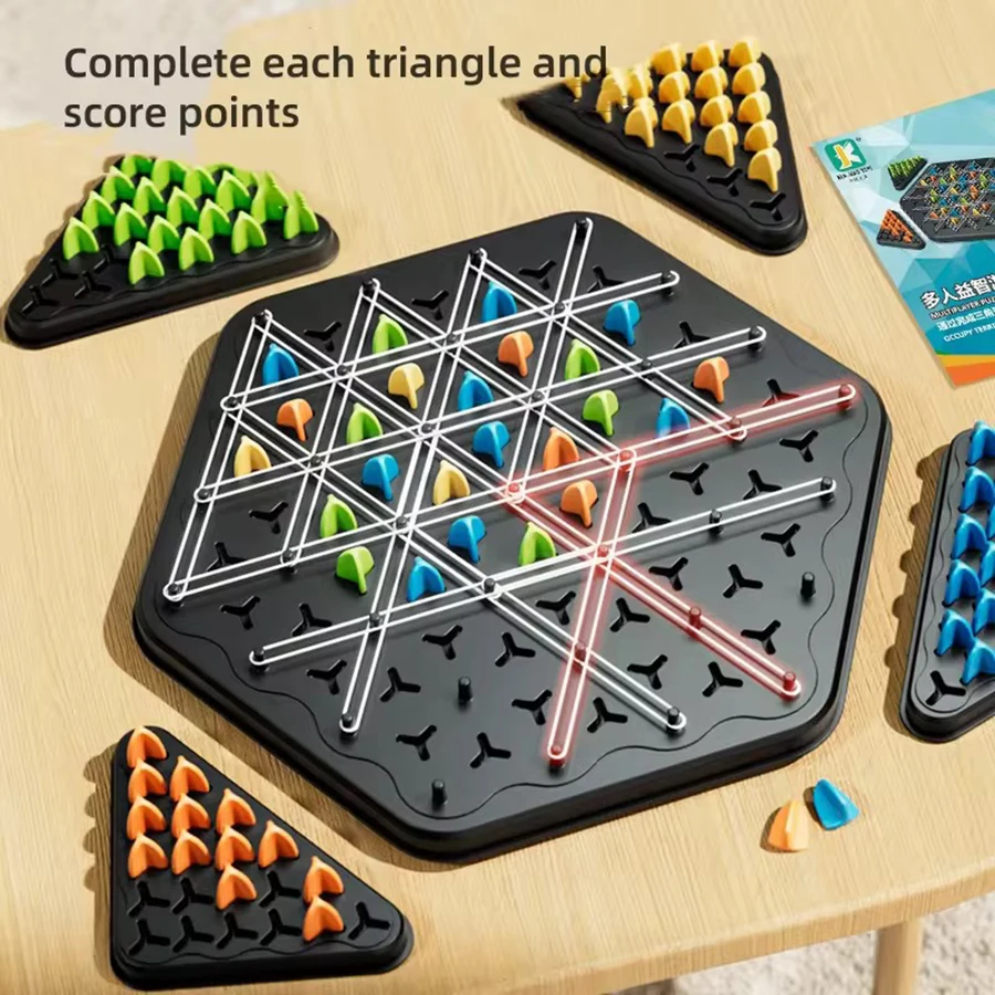 New Geometry Chain Chess Puzzle Triangle Chess Desktop Game Rubber Band Training Family Interaction Exercise Thinking Toys Gift