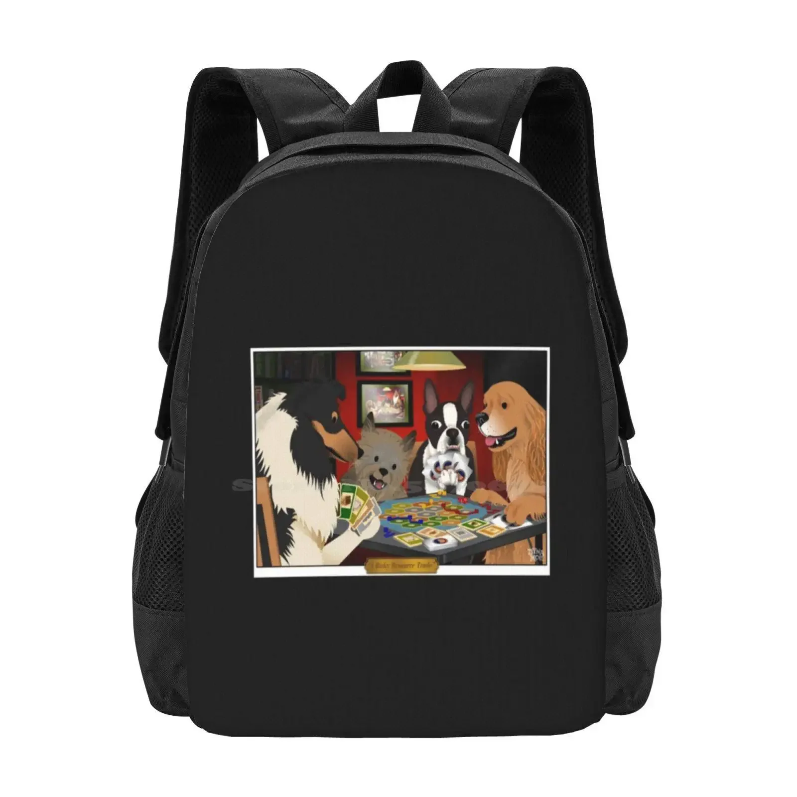 

Playing Settlers Of Catan With Dogs Hot Sale Schoolbag Backpack Fashion Bags Playing Settlers Of Catan With Dogs