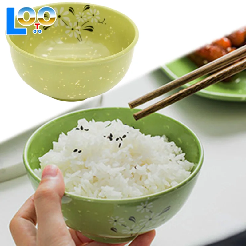 Ударопрочная меламиновая миска, утолщенные цветочные миски для рисового супа, закусок, пластиковая посуда для еды, китайские миски, зеленые 4,5-8 дюймов