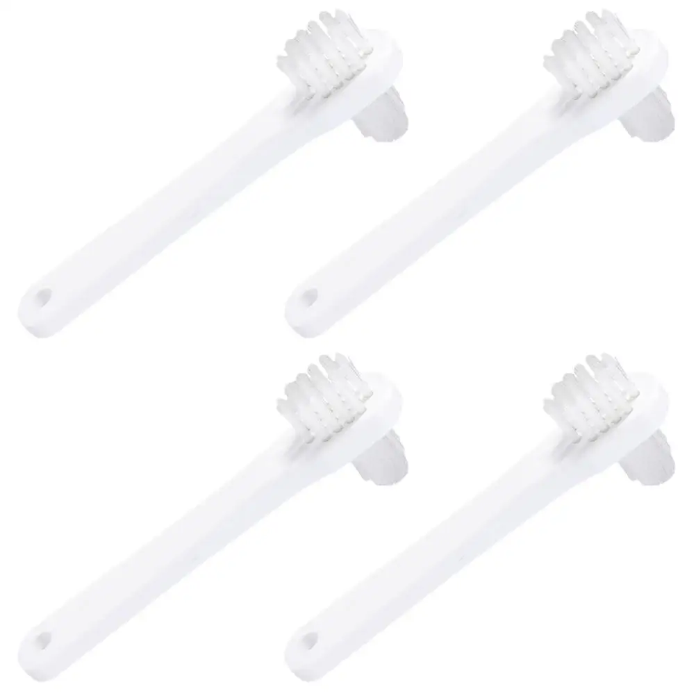 

4 Pcs Toothbrushes Denture Detergent Small Cleaning White Cleaner Dual Heads Travel