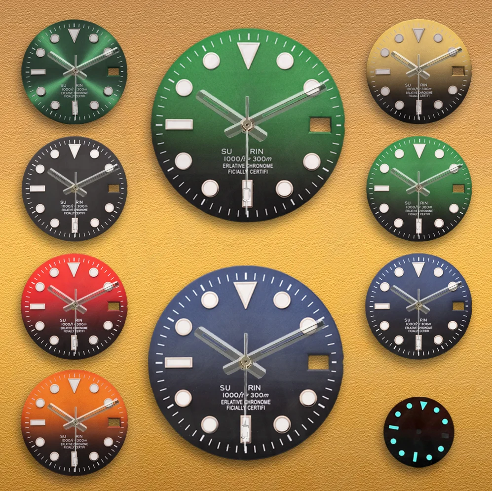 SEI S Logo 28.5mm SUB Gradient Dial NH35/NH36/4R/7S Movements Ice Blue Luminous BGW9 Watches for men Watch Modification