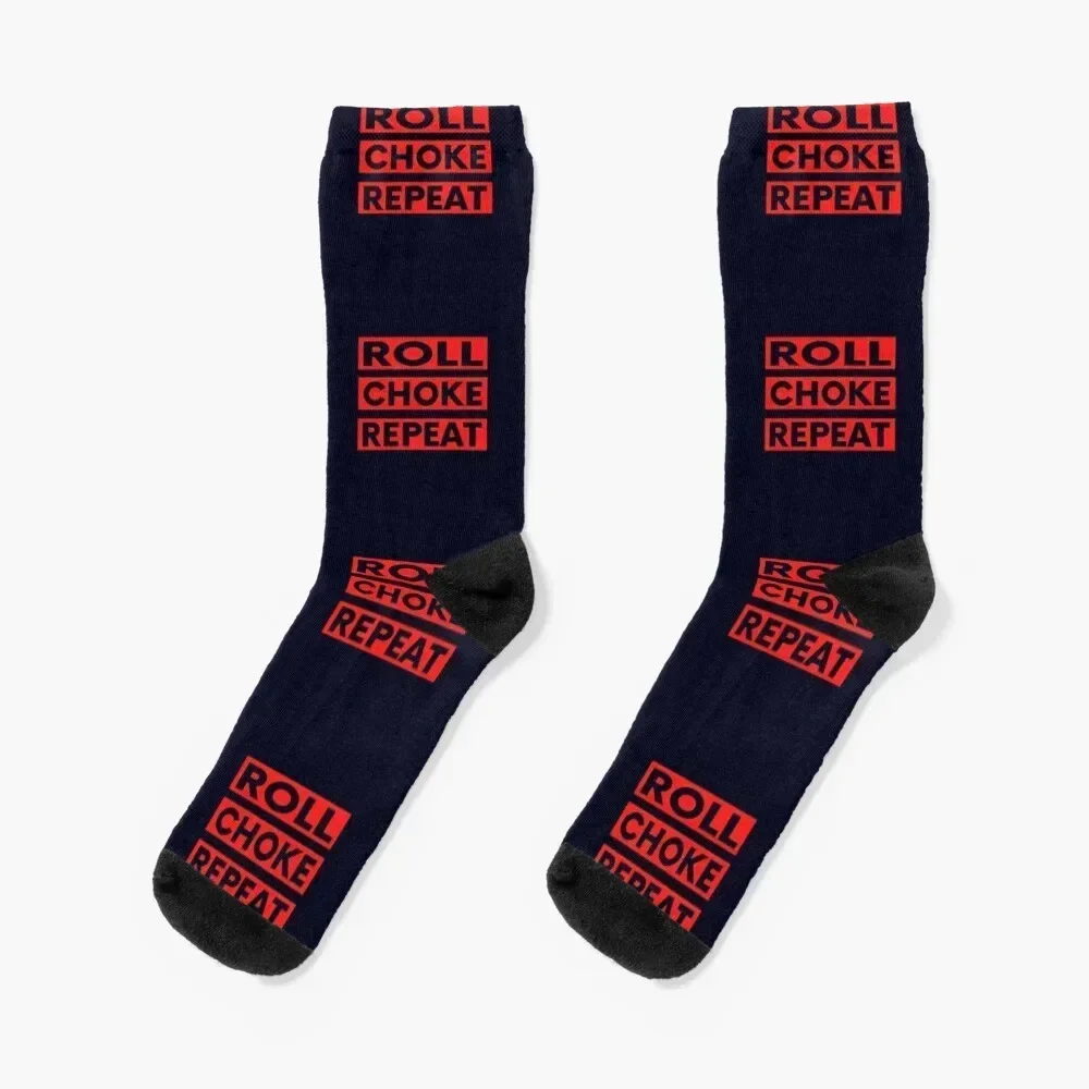 Roll, Choke, Repeat Jiu Jitsu - BJJ Humor Socks fashionable Men's Socks Woman Men's