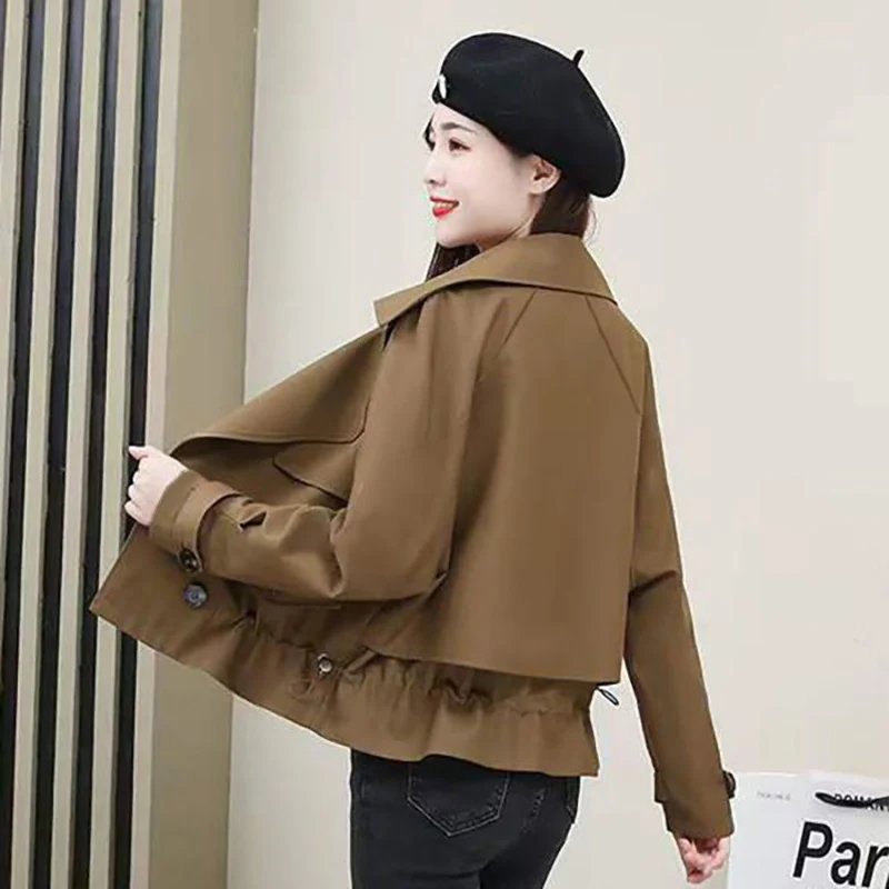 Fashion Lapel Button Spliced Solid Color Shirring Trench Coats Women Clothing 2024 Autumn New Loose Korean Tops Commuter Jackets