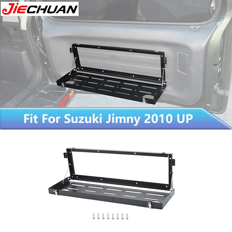 

JIECHUAN алюминиевый сплав автомобильная стойка для хранения задней двери подстаканник подходит для Suzuki Jimny 2010 Up, автомобильный багажник складной стол аксессуары
