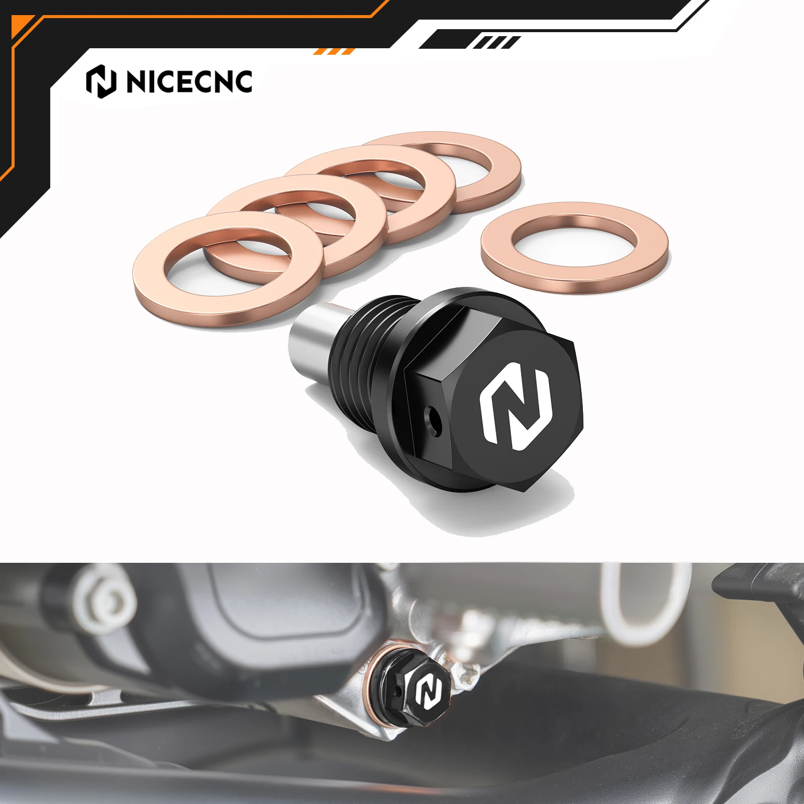 

NICECNC For KTM EXC 300 SX125 SX-F 450 EXC-F 500 XCW 500 1998-2025 For Husqvarna TE300 GasGas EC300 Magnetic Oil Drain Plug Bolt