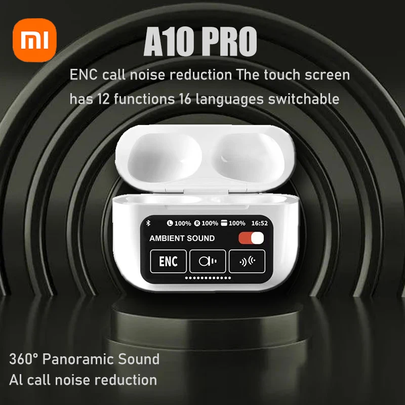 Xiaomi-Fones De Ouvido Touch Screen Sem Fio, Auscultadores Com Cancelamento De Ruído, Fones De Ouvido Com Microfone, Android, iOS, A10 Pro, ENC, TWS, Bluetooth 5.4