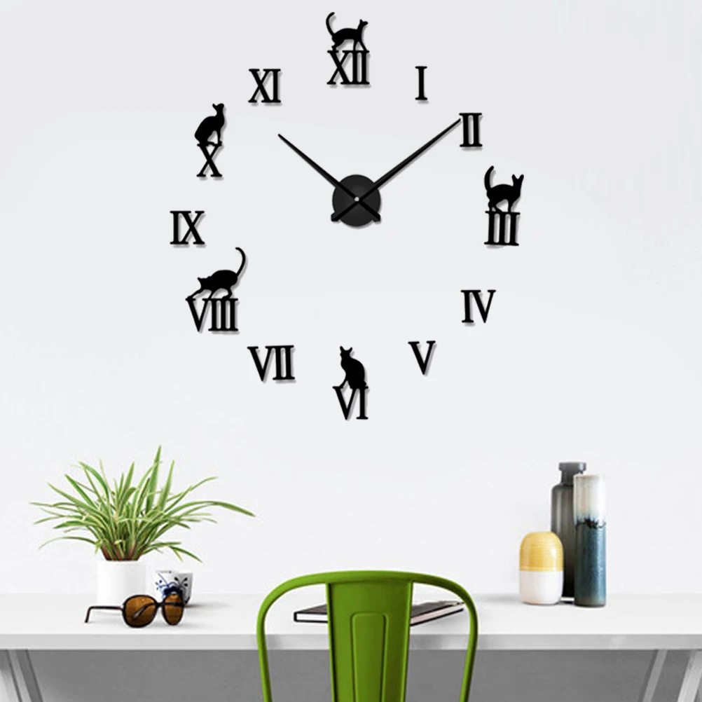 

Acrylic Digital Wall Clock Framless Decorative Silent Movement Large Size Mirror Surface Modern Black Dining Room Living