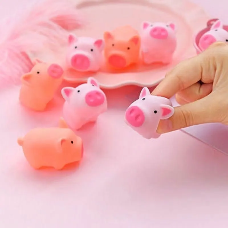 10pcs Pink Cartoon Pig Decompression Venting Toys Stress Relief Toys Button Gift For Children Release Stress