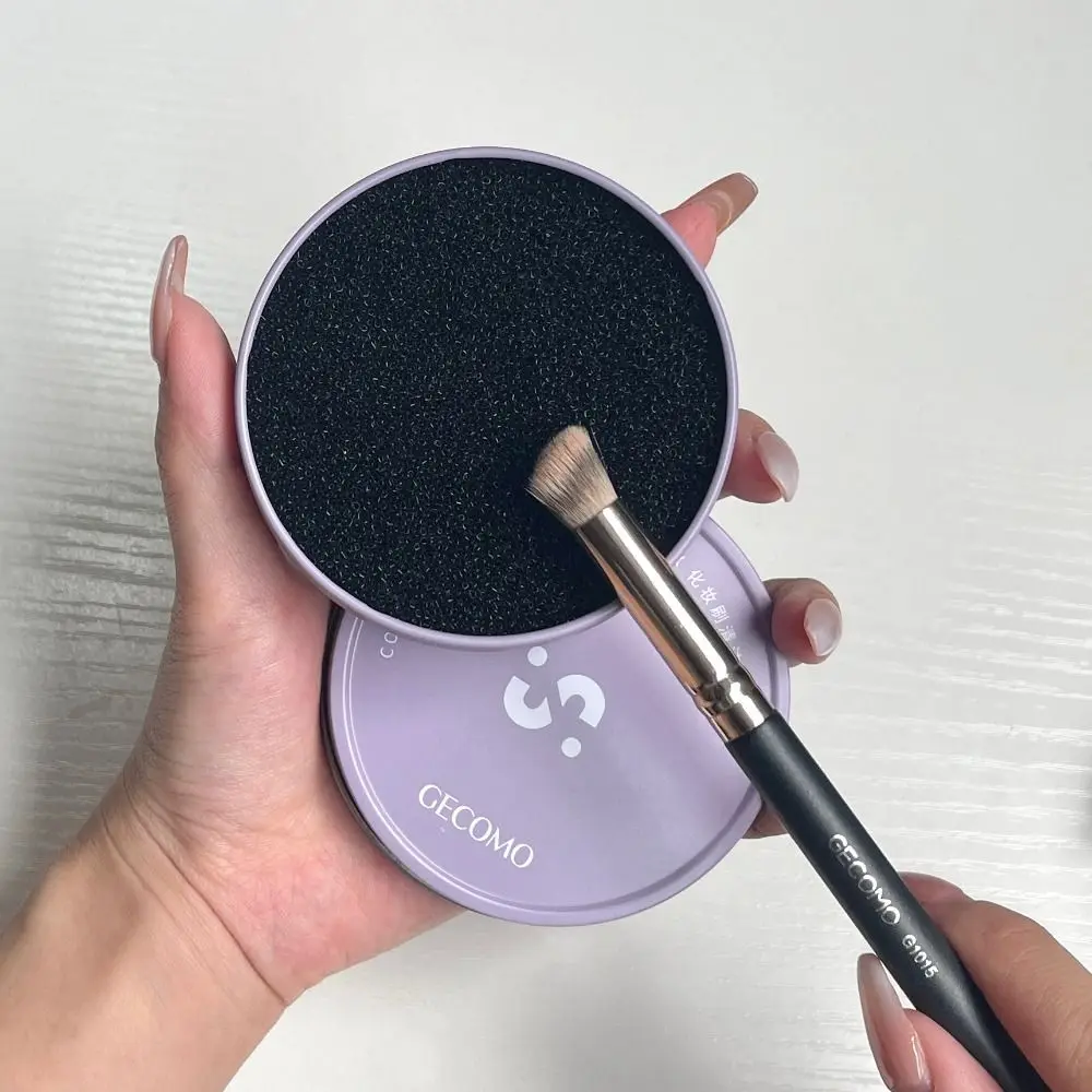 Limpiador de brochas de maquillaje suave, herramienta de limpieza de brochas de maquillaje ligera y duradera, limpieza en seco, caja de limpieza de brochas de maquillaje portátil para niña