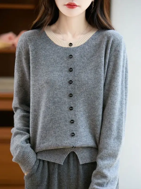 

Women's Loose Knitted V-ne Sweater Floral Soft Fabric Inner Wear Base irt Korean Sle Long Sve Regular Fit Autumn Win...