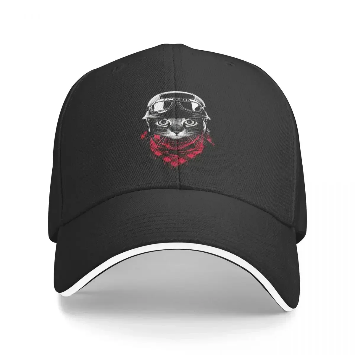 El gato motero para gatos y amantes de la motocicleta gatos decir Hola casco gorra de béisbol gorras tipo sándwich gorra de sol ajustable Unisex pesca