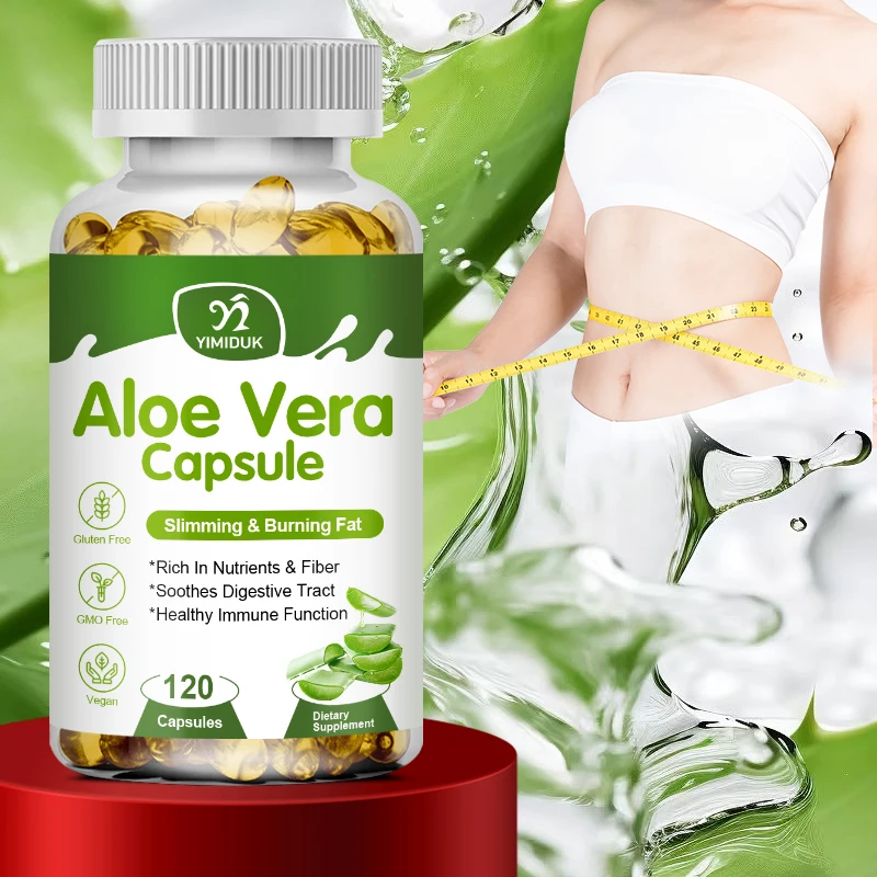 

Aloe Vera Leaf Capsules, Support Digestive, Lose weight Liver, Stomach health-, Vitamins, Minerals, Enzymes-Gluten Free