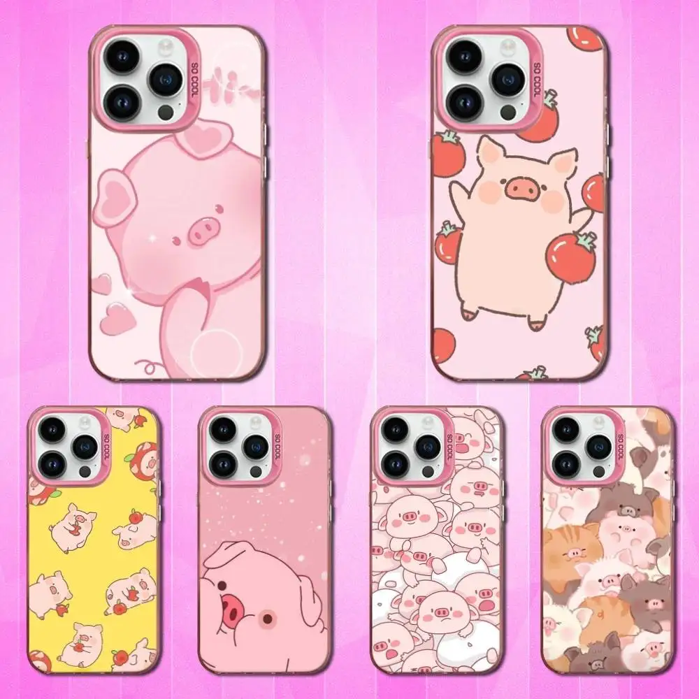 

Cute Piggy Cartoon Phone Case For iPhone 16,15,14,13,12,11,Mini,Pro,SE,XS,MAX Pink Matte Silicone Cover