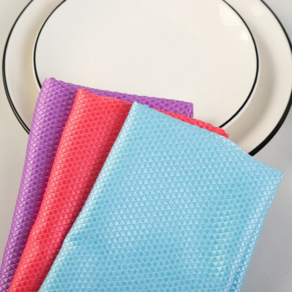 

5pcs Thickened Cleaning Cloths Fiber Kitchen Towels 25x25cm Mix Color Absorbent Wipe Dishes Glass No Easy