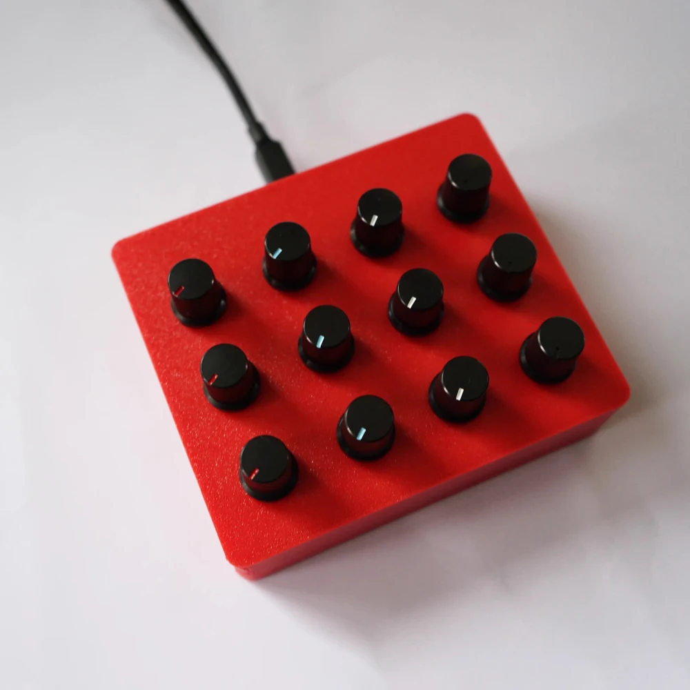 12 Knob 360° Rotary Encoder MIDI Controller, 12 Buttons Custom CC Map for DAW/VST Mixer