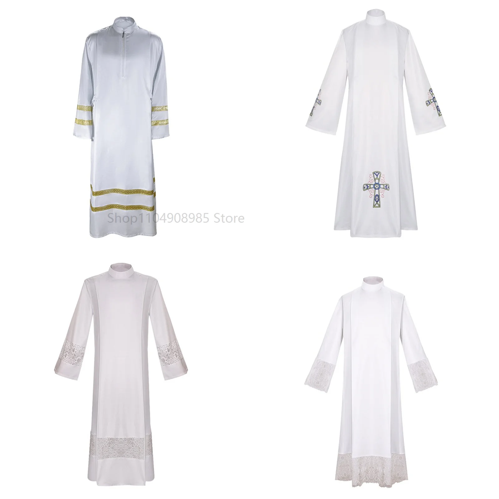 

White Priest Robe Medieval Cosplay Costumes Halloween Christmas Cosplay Party Stage Catholic Church Costumes For Men