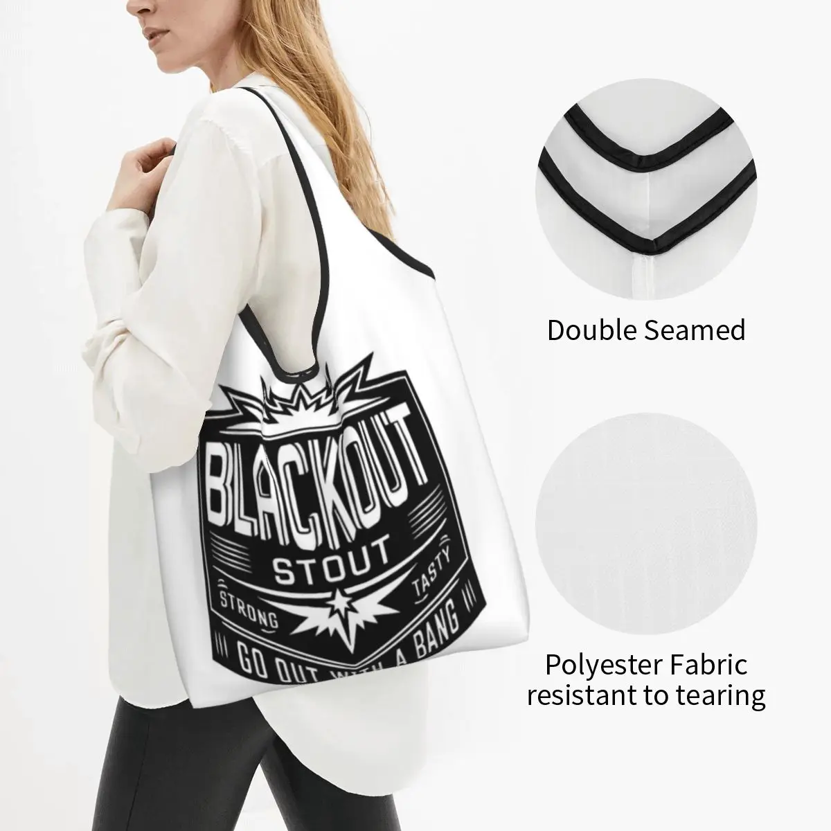 Deep Rock Galactic Black Out Stou Portable Tote Shopping Bags Reusable Shopper Bag Groceries Handbag Shoulder Bag