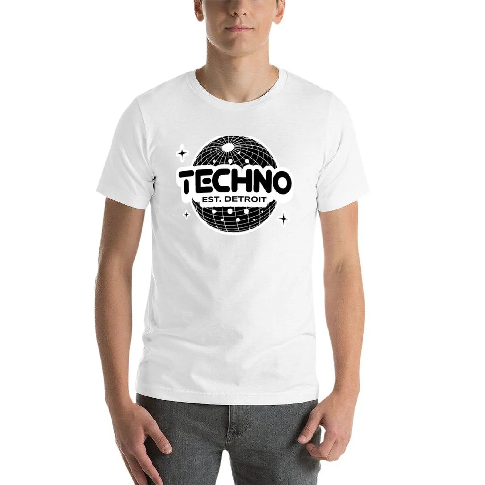 TECHNO - Wire Sphere Y2K Steez (White) T-Shirt t shirt for man t shirts for man graphic funny T-Shirt - view 4