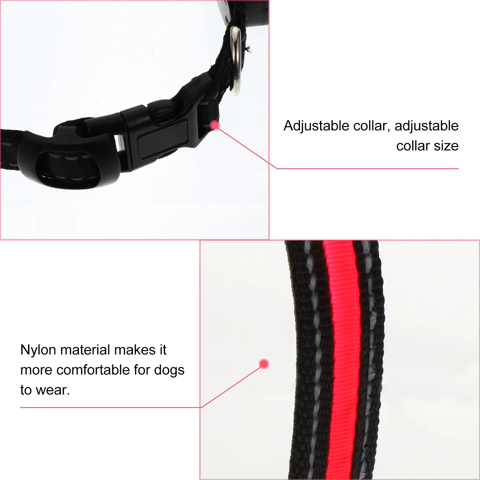 

1Set Night Glowing Pet Dog Collar USB Charging Rechargeable Bright Safety LED Collar for Night Walking Running Adjustable 50Cm