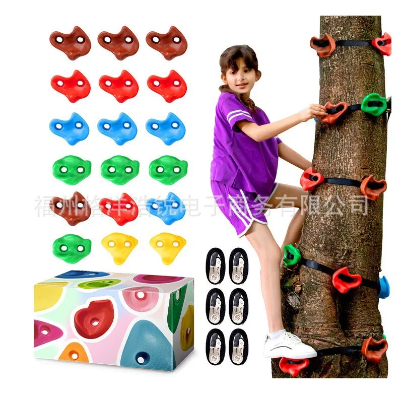 Tree Climbing Holds Set With Ratchet Straps Heavy Duty Non Damaging Textured Hand Grips Equipment For Outdoor Park Backyard
