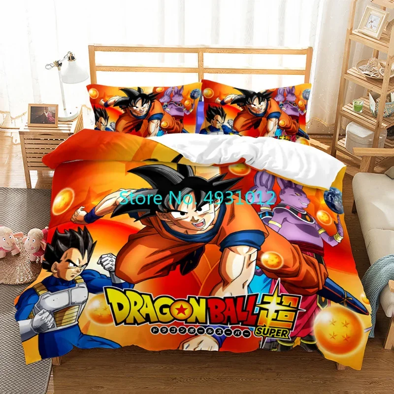 Cool Super Dragon Ball Z Son-Goku Anime Japanese Bedding Set Pillowcase Bedclothes 3D Print Kids Boy Quilt Duvet Cover Gift