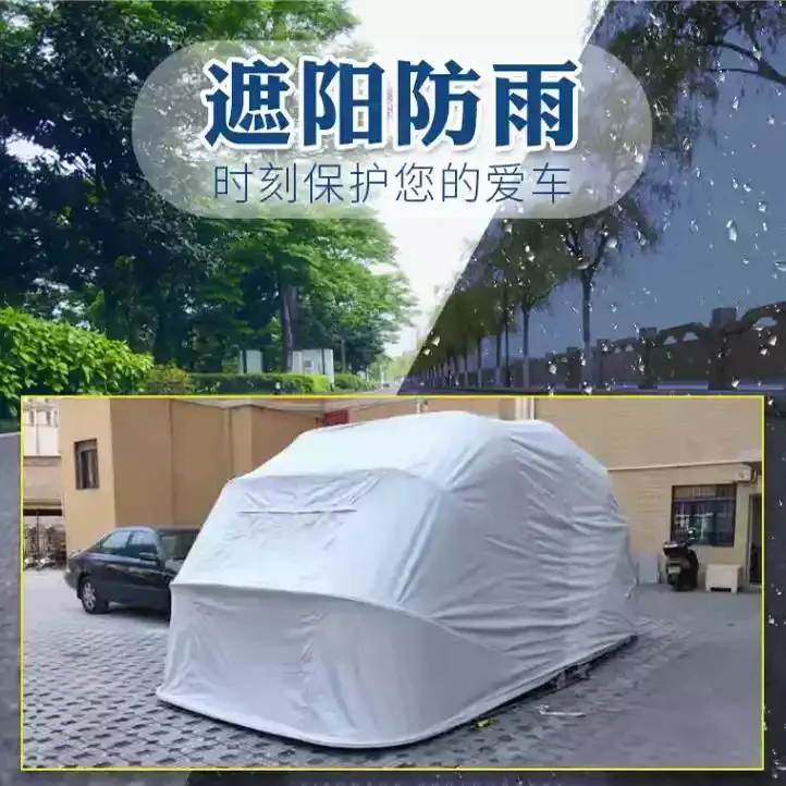 Rainproof Sun Protective Portable Car Shelter, Mobile Foldable Semi Automatic Retractable Carport Awning for Parking