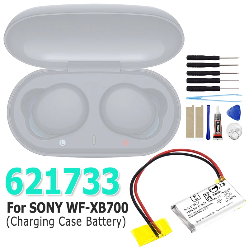 Wireless Headset Battery 621733,1588-0911 For Sony WH-CH510,Charging Casefor WF-XB700,WF-SB700,WF-XB700N,WF-C500+Tools