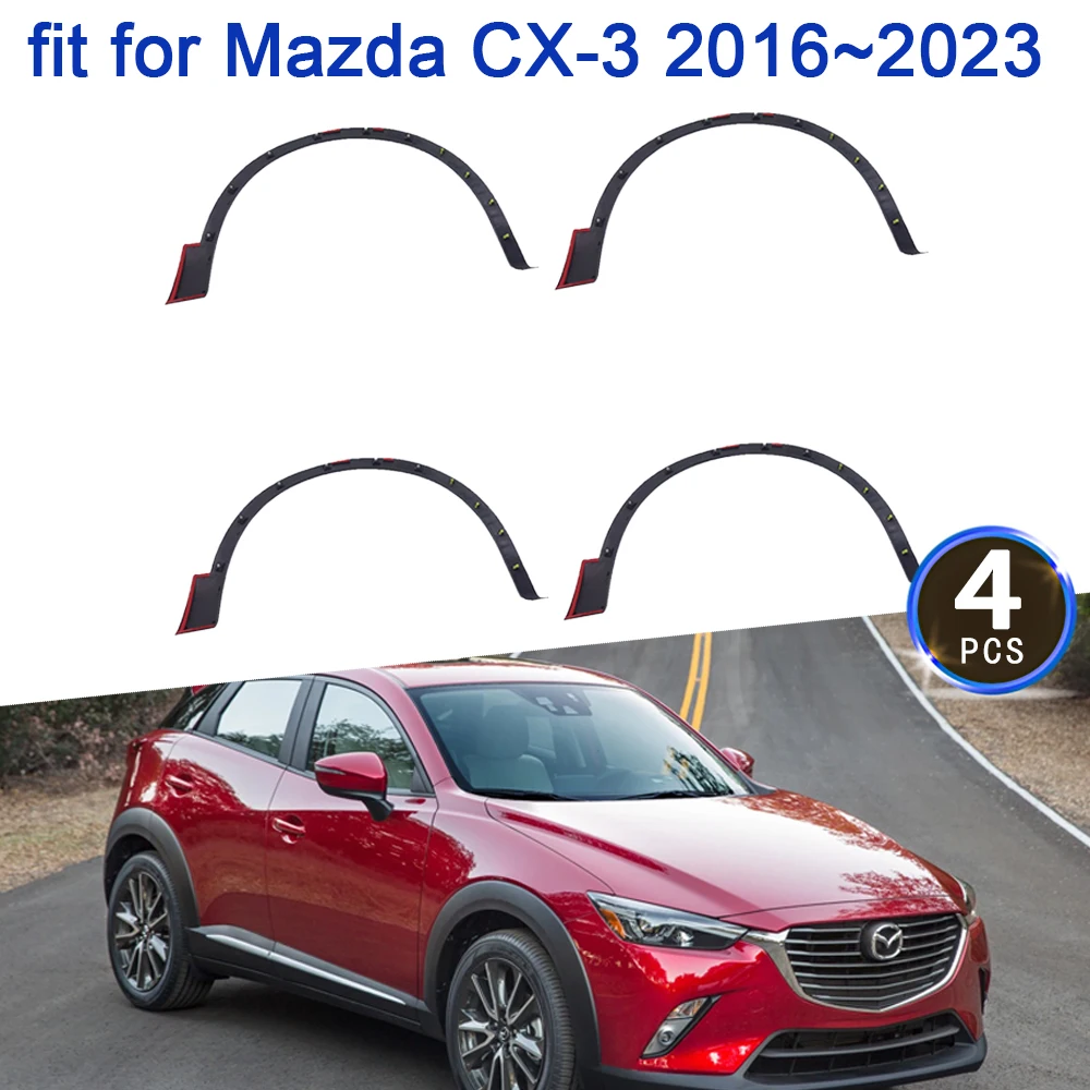 for Mazda CX-3 CX3 CX 3 2016~2023 2022 2017 Accessories Car Side Wheel Arch Fender Auto Flares Black Mudguard Wheel Eyebrow Trim