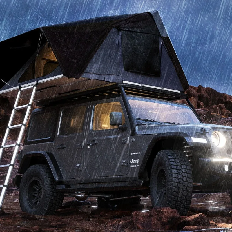 Hard shell roof tent, side opening folding rain and sun protection tent, hydraulic automatic model