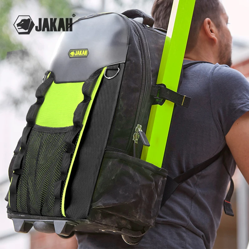

Backpack Tool Bag with Wheel, Rolling Tool Backpack for Electrician Heavy Duty Roller Tool Bag on Wheel for Construction Work