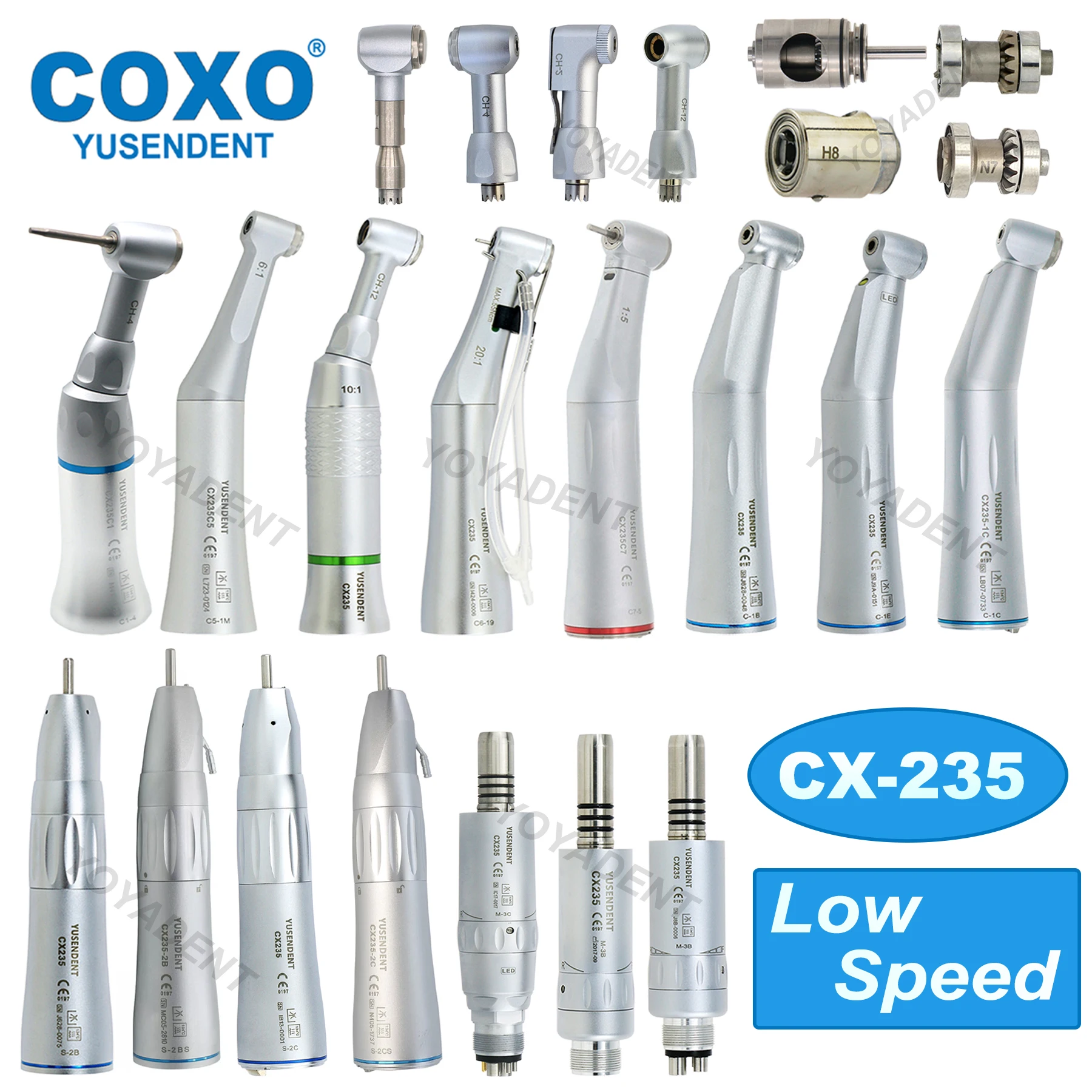 

COXO Dental Fiber Optic Low Speed Handpiece Reduction/Increase Ratio LED Air Motor Contra Angle Straight Handpiece Fit KAVO NSK