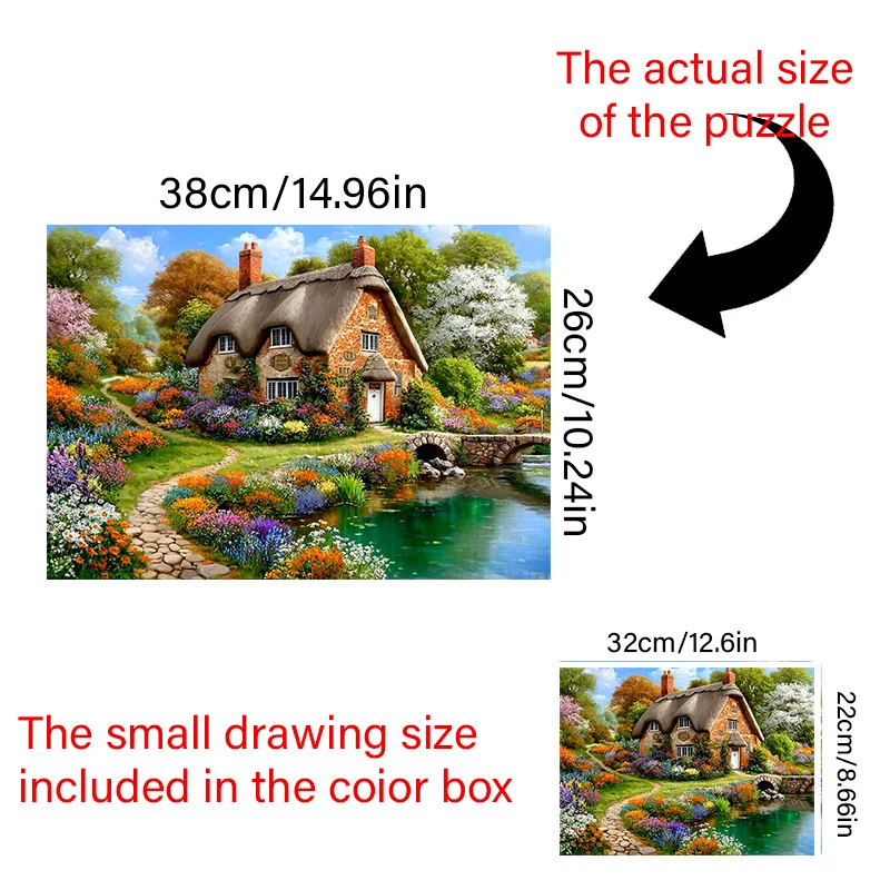 A Box of 1000pcs Mini Puzzles for Adults with a Rustic Cottage Design - Scratch-Resistant, Challenging, And Suitable for Adult