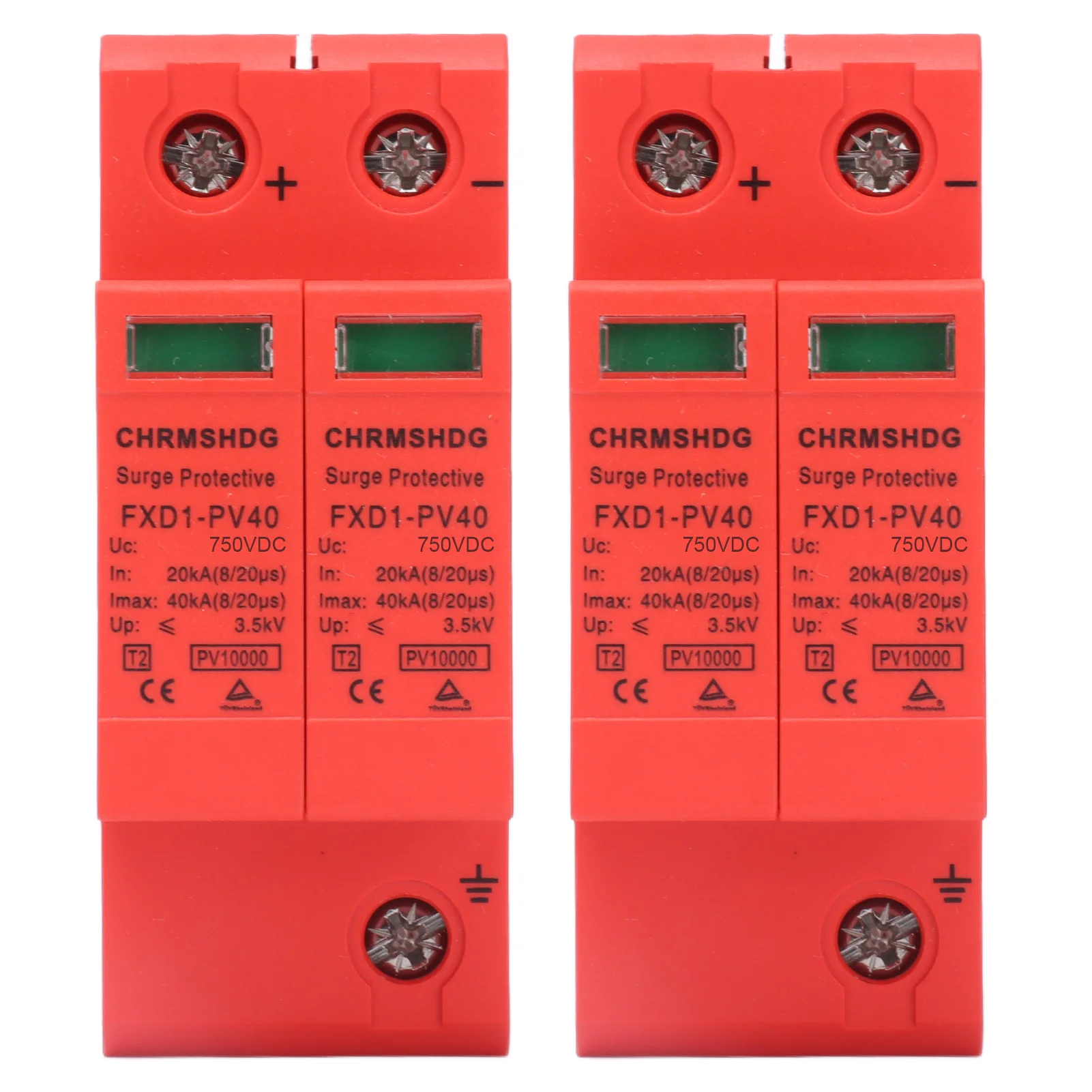 2PCS FXD1-PV40 DC Surge Protector 2P 40KA Solar Lightning Protection SPD Device DC 1000V 750V 500V Stable Structure