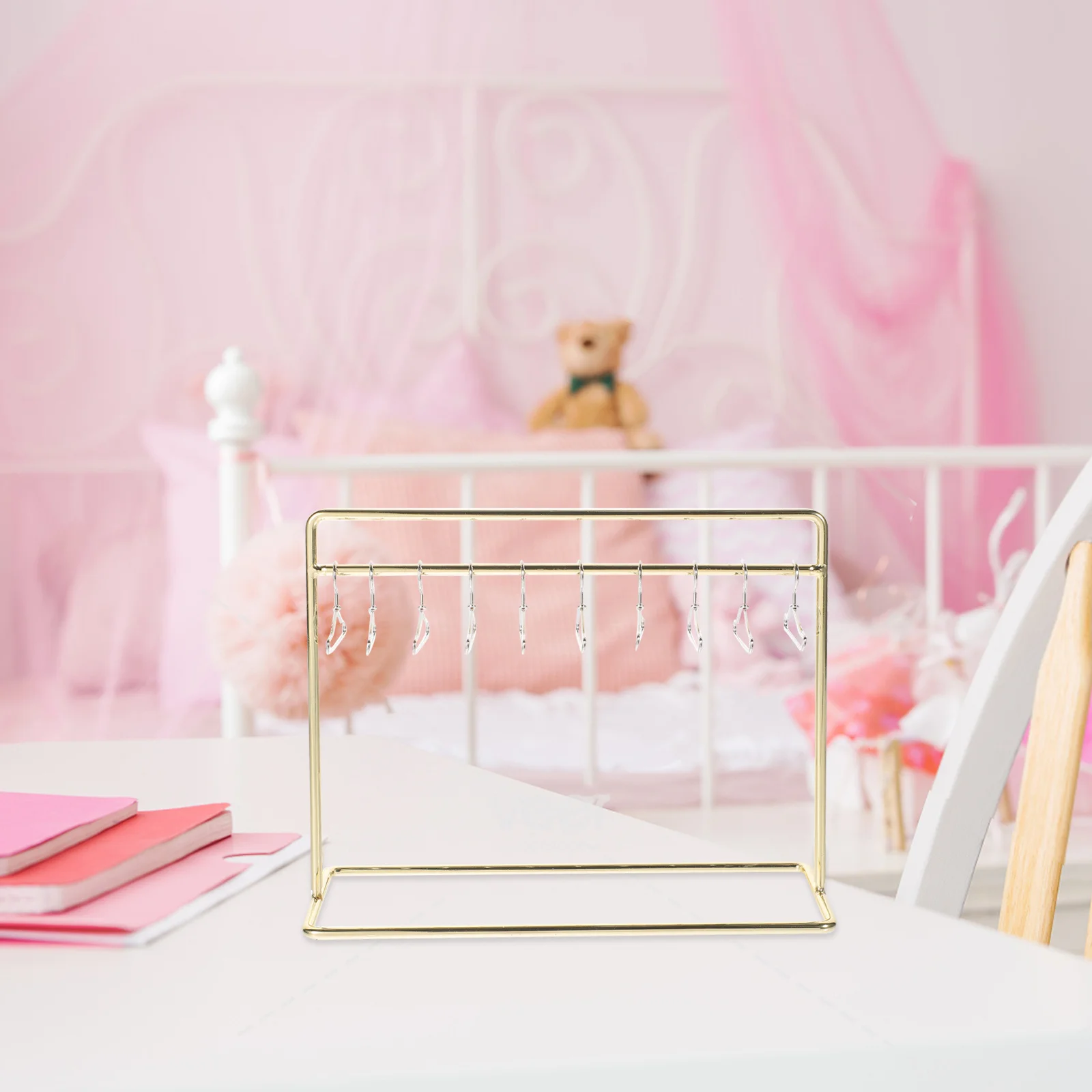 

1 set Mini Clothes Rack For Metal Clothing Hanger Set Small Garment Rack Organizer Accessories Display Stand Miniature