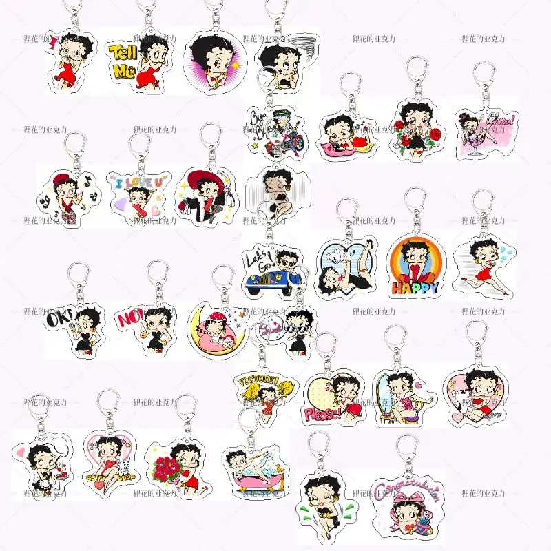 Betty cute cartoon key chain, bag pen box accessories, acrylic, car key chain, small gifts