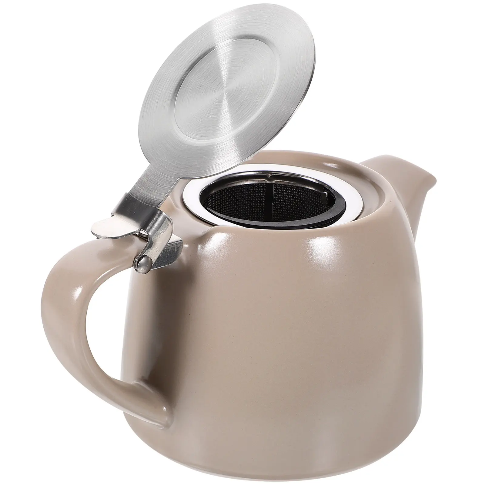 

Ceramic Tea Pot with Stainless Steel Strainer Infuser for Hot Iced Tea Coffee Brewing Home Office Desktop Tearoom Use Heat