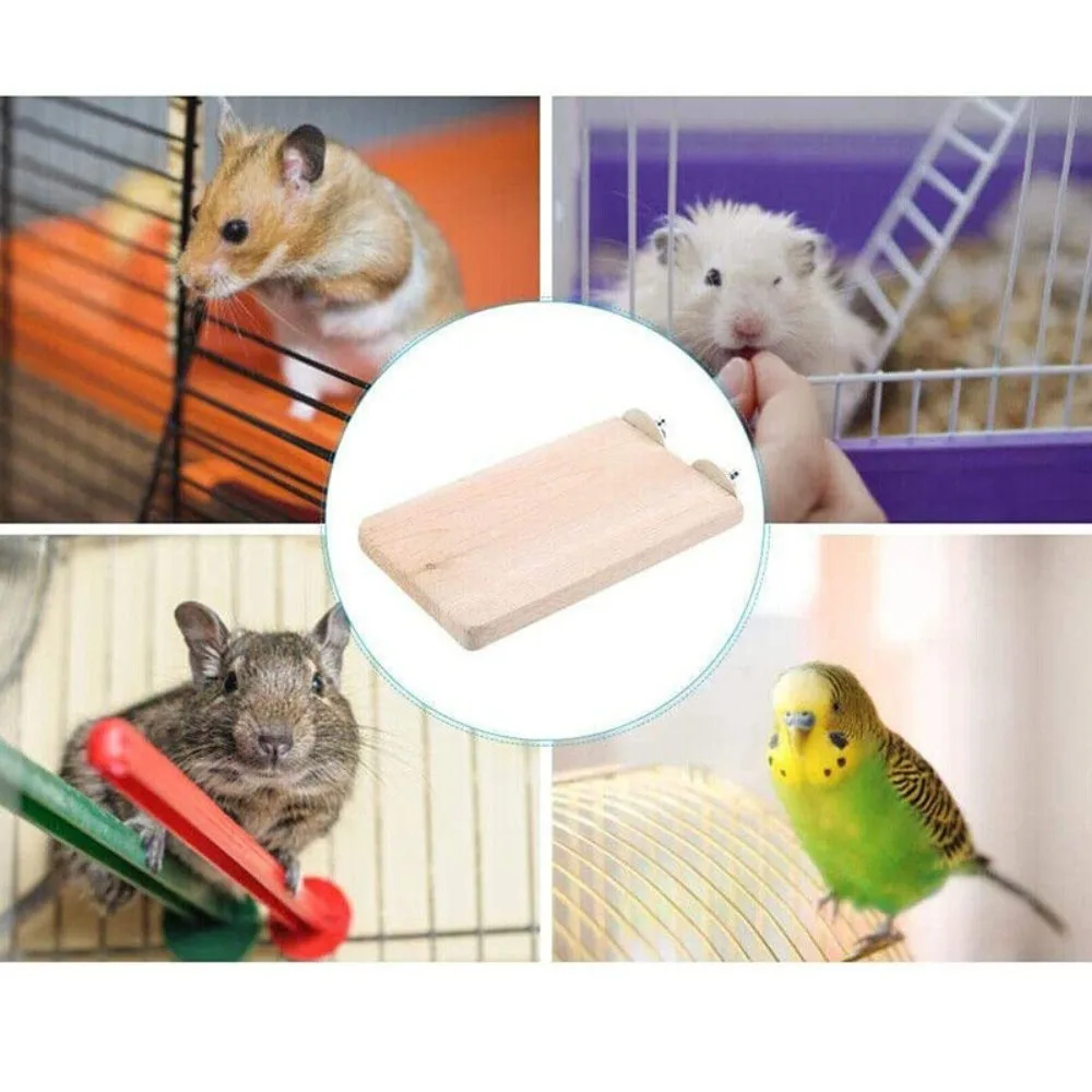 Wood Square Stand Platform Cage Board Hamster Chinchilla Pet Springboard Hamster Branch Perches for Bird Cage Toys