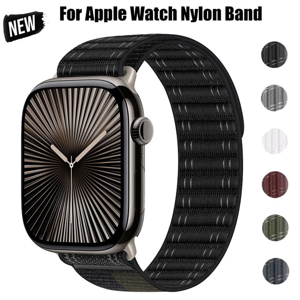 Nylon Loop Strap For Apple Watch Band Ultra 2 49mm 45mm 44mm 42mm 41mm 40mm 38mm 46mm Bracelet For Iwatch Series 10 9 8 7 6 SE 5