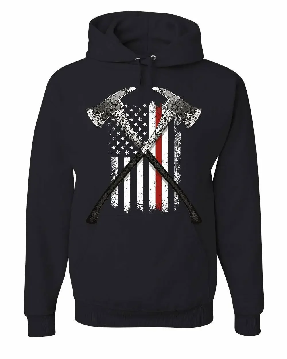 Firefighter Axes Hoodie Fire Dept US Flag Thin Red Line Sweatshirt