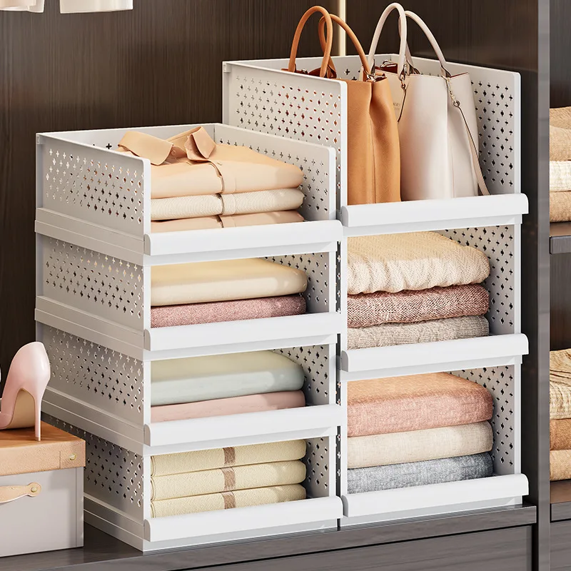 Layereds Storage Organizer for Closet Wardrobe Drawer Pull out type Folding Clothes Storage Partition Basket Closet Organizers