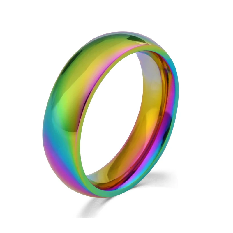 Colorful Rainbow Titanium Steel Gay LGBT Pride Rings for Women Men Party Finger Ring Jewelry Size 5-12